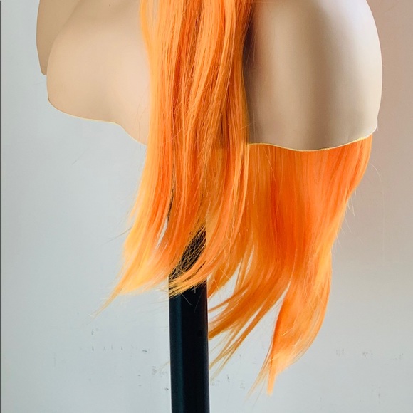 Long Orange Versatile 13x2.5 Lace Front Synthetic Wig for Cosplay or Everyday - Picture 12 of 14